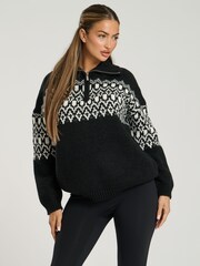 South Beach Natural Fairisle Pattern Half Zip Jumper - Image 5 of 5