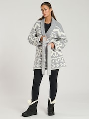South Beach – Jacquard-Strickjacke mit Aztekenmuster und Bindegürtel in der Taille - Bild 5 von 5