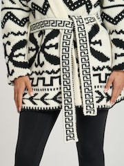 South Beach Black Jacquard Waist Tie Knit Cardigan - Image 5 of 5