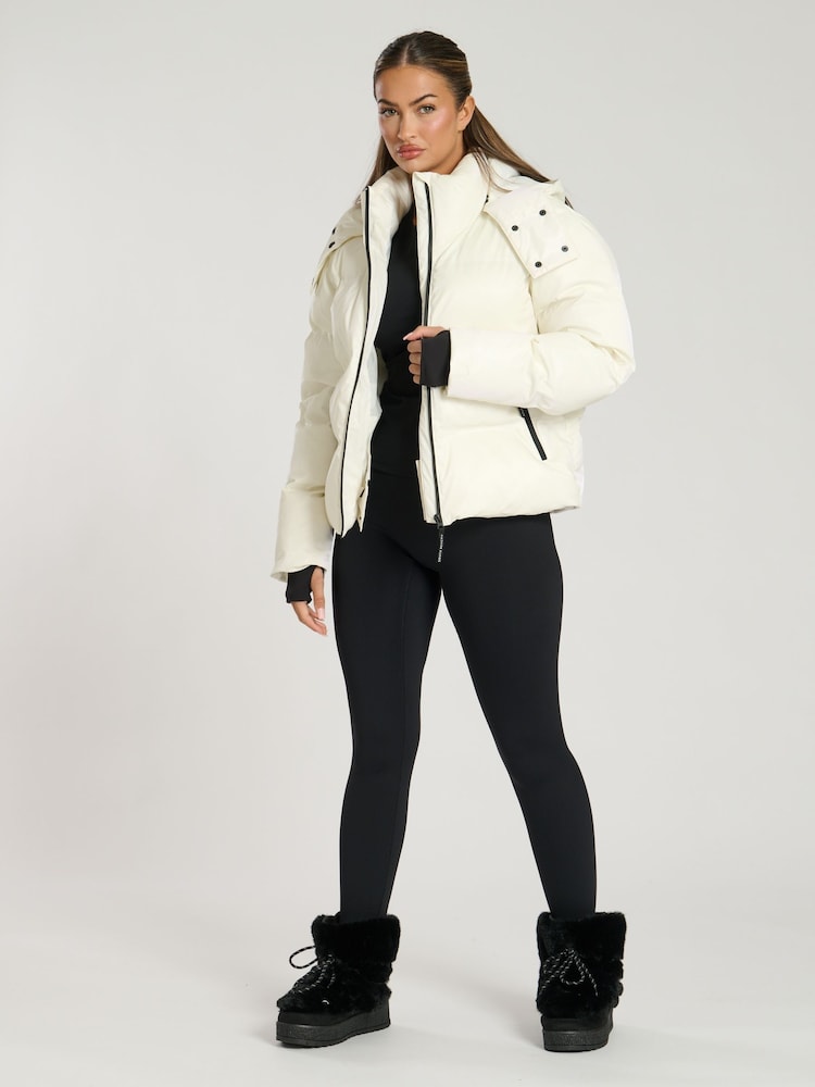 South Beach Cream Ski Padded Hooded Jacket - Image 2 of 6