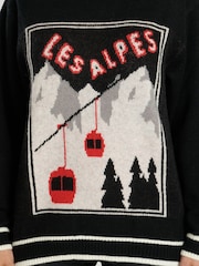 South Beach Black Funnel Neck Les Alpes Knit Jumper - Image 4 of 5