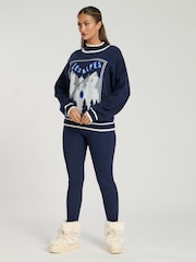 South Beach Blue Funnel Neck Les Alpes Knit Jumper - Image 4 of 6