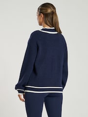 South Beach Blue Funnel Neck Les Alpes Knit Jumper - Image 6 of 6