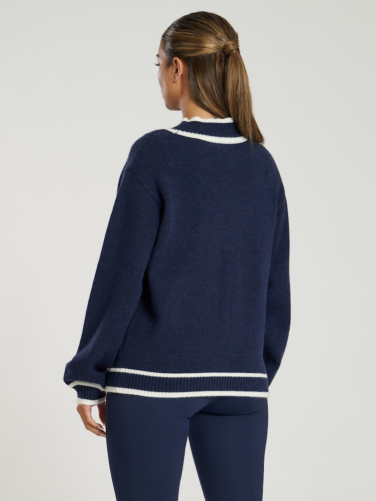 South Beach Blue Funnel Neck Les Alpes Knit Jumper - Image 6 of 6 South Beach Blue Funnel Neck Les Alpes Knit Jumper - Image 6 of 6