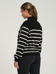 South Beach Black Funnel Neck Slogan Striped Knit Jumper - Image 6 of 6