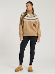 South Beach Brown Roll Neck Jaquard Knit Jumper - Image 4 of 5