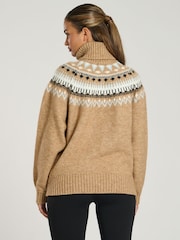 South Beach Brown Roll Neck Jaquard Knit Jumper - Image 5 of 5