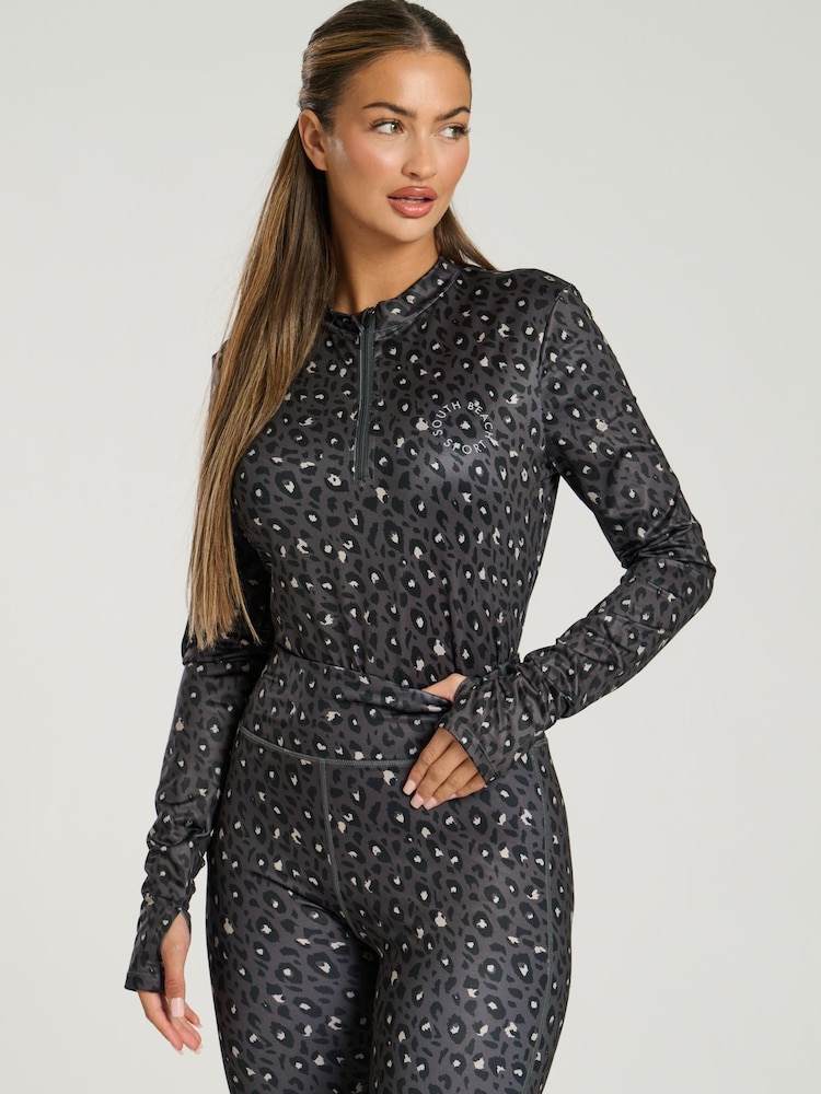 South Beach Black Half Zip Long Sleeve Base Layer - Image 1 of 5