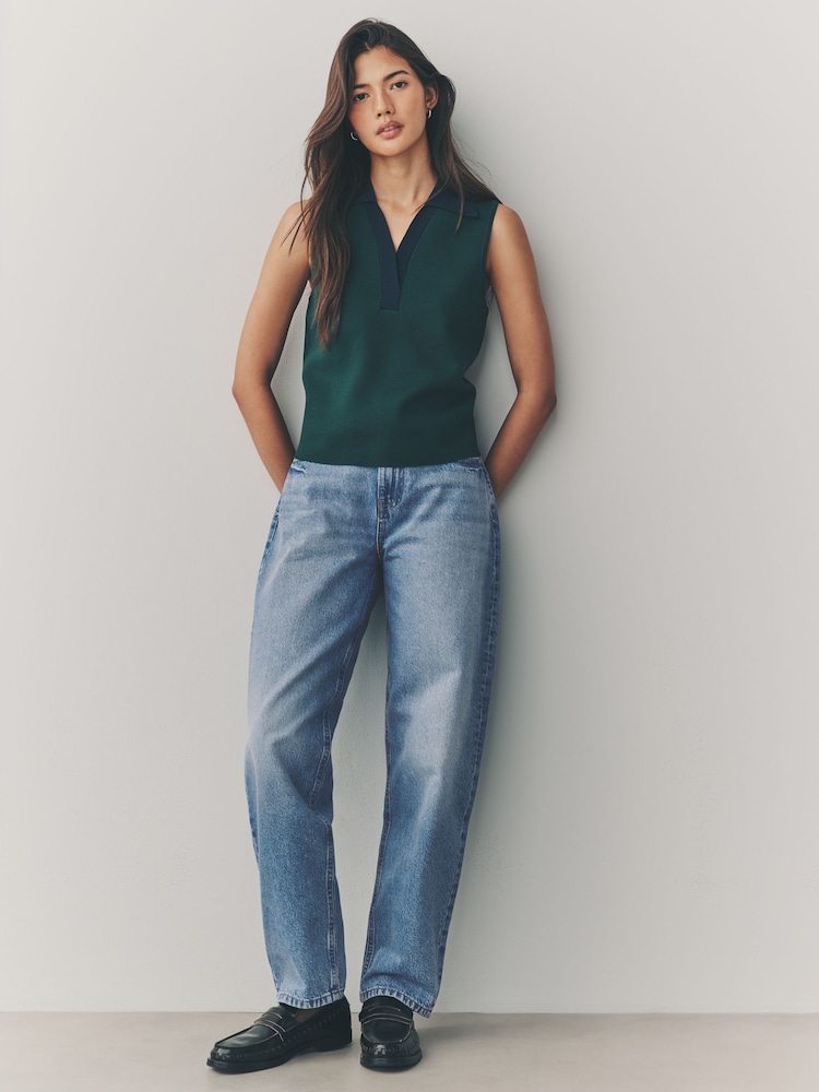 Normaal blauw - 100% Cotton Barrel Leg Jeans - Image 1 of 1