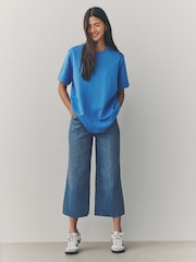 Mid Blue Crop Wide Leg Jeans - Image 1 of 7