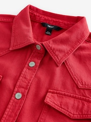 Rojo - Oversize Denim 100% Cotton Shirt - Imagen 5 de 6