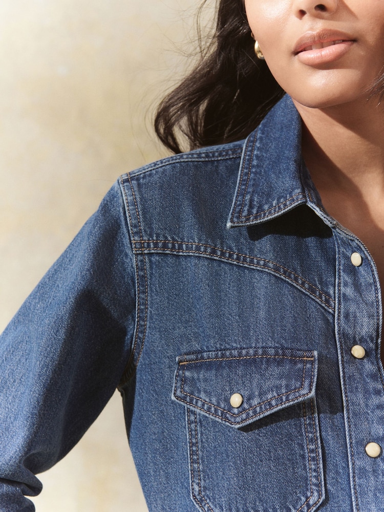 Mid Blue Western Denim 100% Cotton Jumpsuit - Image 5 of 5