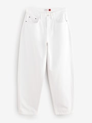 White 100% Cotton Barrel Leg Jeans - Image 1 of 3