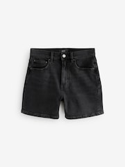 Black Denim Stretch Mom Shorts - Image 5 of 7
