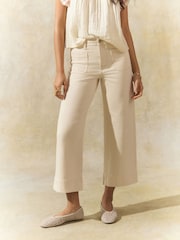 Ecru Cropped Patch Pocket Jeans - Image 2 of 7