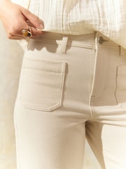 Ecru Cropped Patch Pocket Jeans - Image 4 of 7