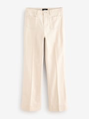 Ecru Patch Pocket Wide Leg Jeans - Image 1 of 3