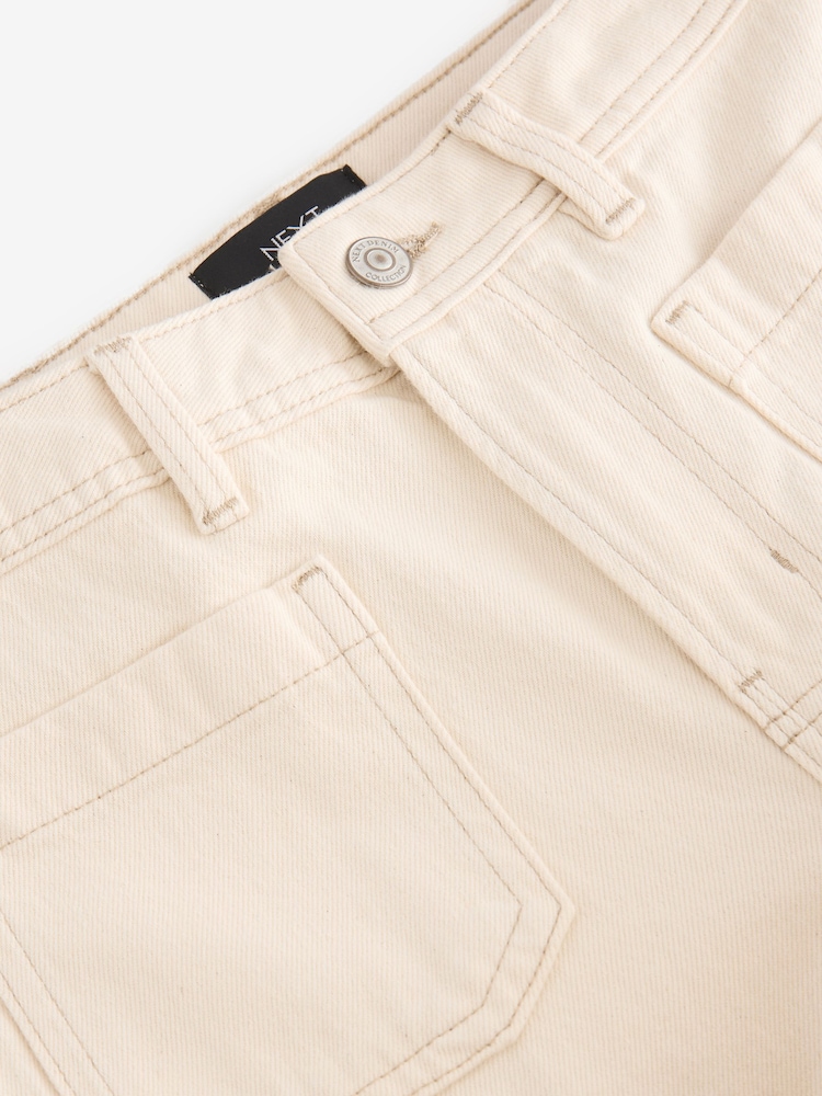 Ecru Patch Pocket Wide Leg Jeans - Image 3 of 3