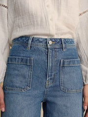 Mid Blue Cropped Patch Pocket Jeans - Image 4 of 8