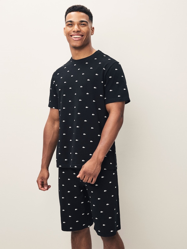 Lacoste Printed Black Pyjama Set - Image 1 of 6 Lacoste Printed Black Pyjama Set - Image 1 of 6