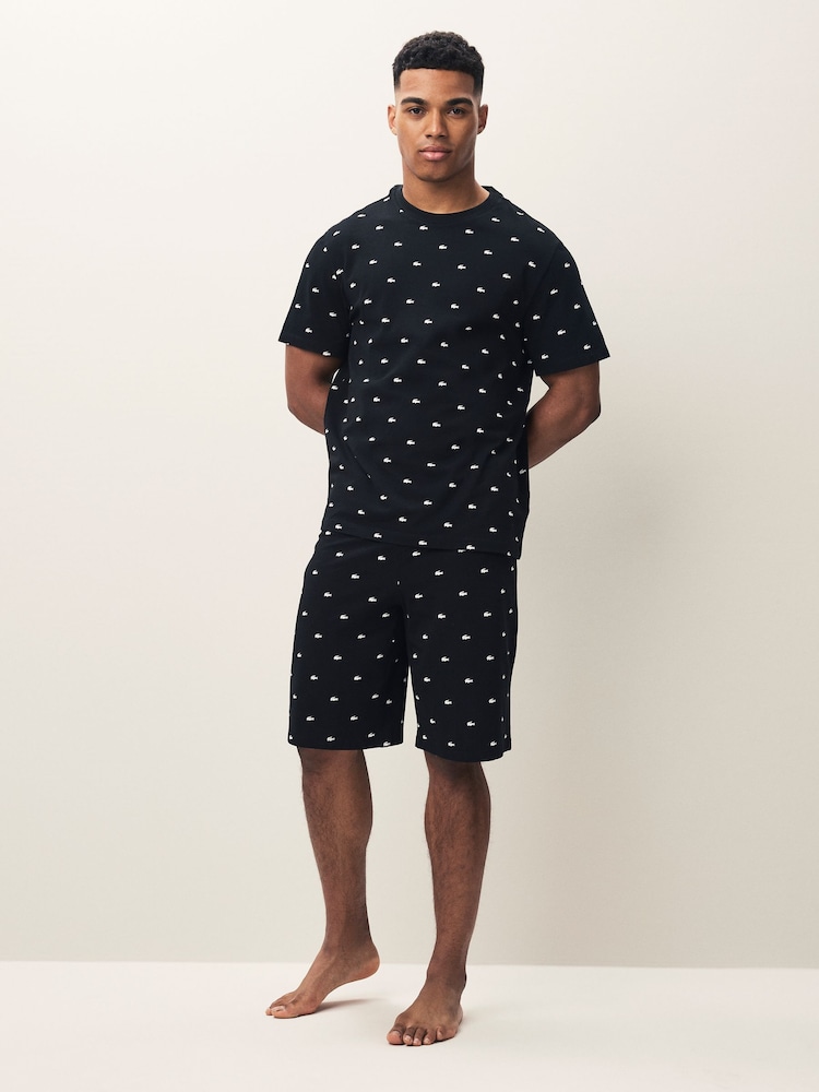 Lacoste Printed Black Pyjama Set - Image 2 of 6 Lacoste Printed Black Pyjama Set - Image 2 of 6
