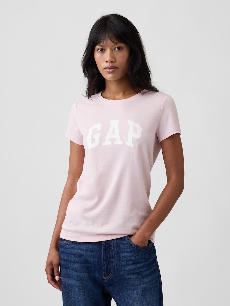 Gap Light Pink Logo Short Sleeve T-Shirt - Image 1 of 4 Gap Light Pink Logo Short Sleeve T-Shirt - Image 1 of 4