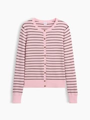 Gap Pink Stripe Crew Neck Cardigan - Image 4 of 5