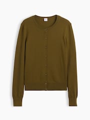 Gap Olive Green Crew Neck Cardigan - Image 4 of 5