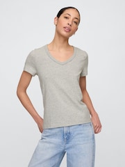 Gap Grey Favourite V-Neck Short Sleeve T-Shirt - Image 1 of 5