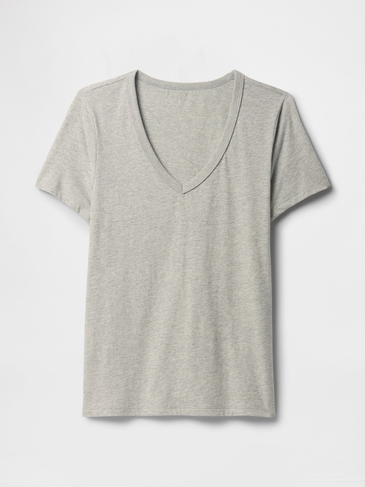 Gap Grey Favourite V-Neck Short Sleeve T-Shirt - Image 5 of 5 Gap Grey Favourite V-Neck Short Sleeve T-Shirt - Image 5 of 5