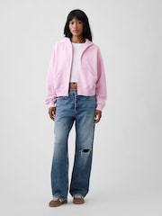 Měkká vintage mikina Gap na zip s kapucí a klínkem - Obrázek 3 z 4