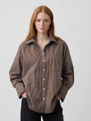 Rayas marrón - Camisa grande de popelina de Gap - Imagen 1 de 4