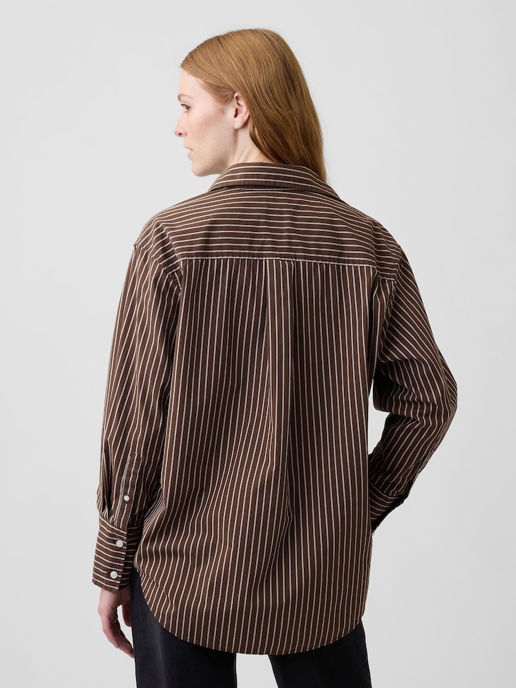 Rayas marrón - Camisa grande de popelina de Gap - Imagen 2 de 4