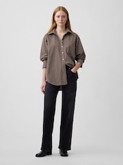 Rayas marrón - Camisa grande de popelina de Gap - Imagen 3 de 4