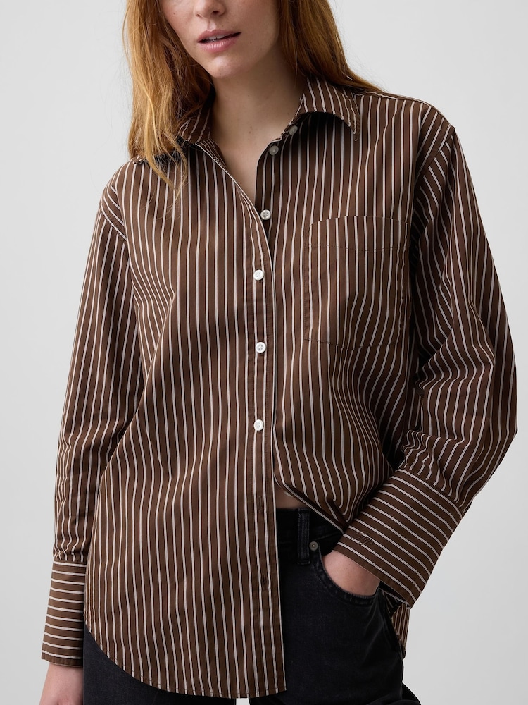 Rayas marrón - Camisa grande de popelina de Gap - Imagen 4 de 4