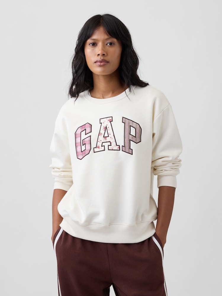 Gap Cream Patchwork Logo Sweatshirt - Image 1 of 5