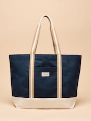Joules Promenade Navy Canvas Beach Bag - Image 1 of 8