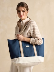 Joules Promenade Navy Canvas Beach Bag - Image 2 of 8