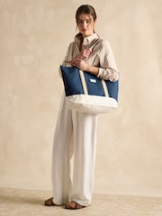 Joules Promenade Navy Canvas Beach Bag - Image 3 of 8