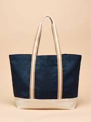 Joules Promenade Navy Canvas Beach Bag - Image 4 of 8