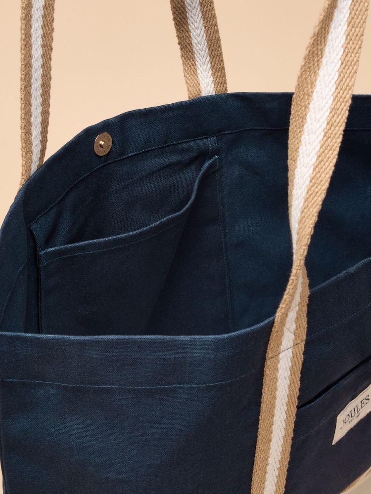 Joules Promenade Navy Canvas Beach Bag - Image 7 of 8