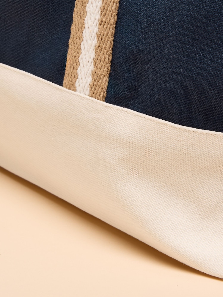 Joules Promenade Navy Canvas Beach Bag - Image 8 of 8