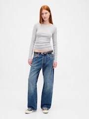 Gap Grey Modern Boatneck Long Sleeve T-Shirt - Image 3 of 4