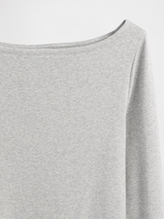 Gap Grey Modern Boatneck Long Sleeve T-Shirt - Image 4 of 4