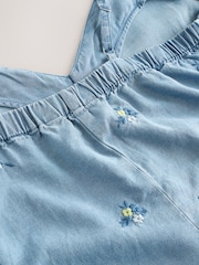Mid Blue Floral Embroidered TENCEL™ Denim Maxi Slip Dress - Image 2 of 3