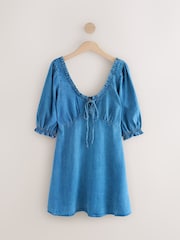 bleu foncé - Mini robe d’été légère en Lyocell - Image 5 of 7
