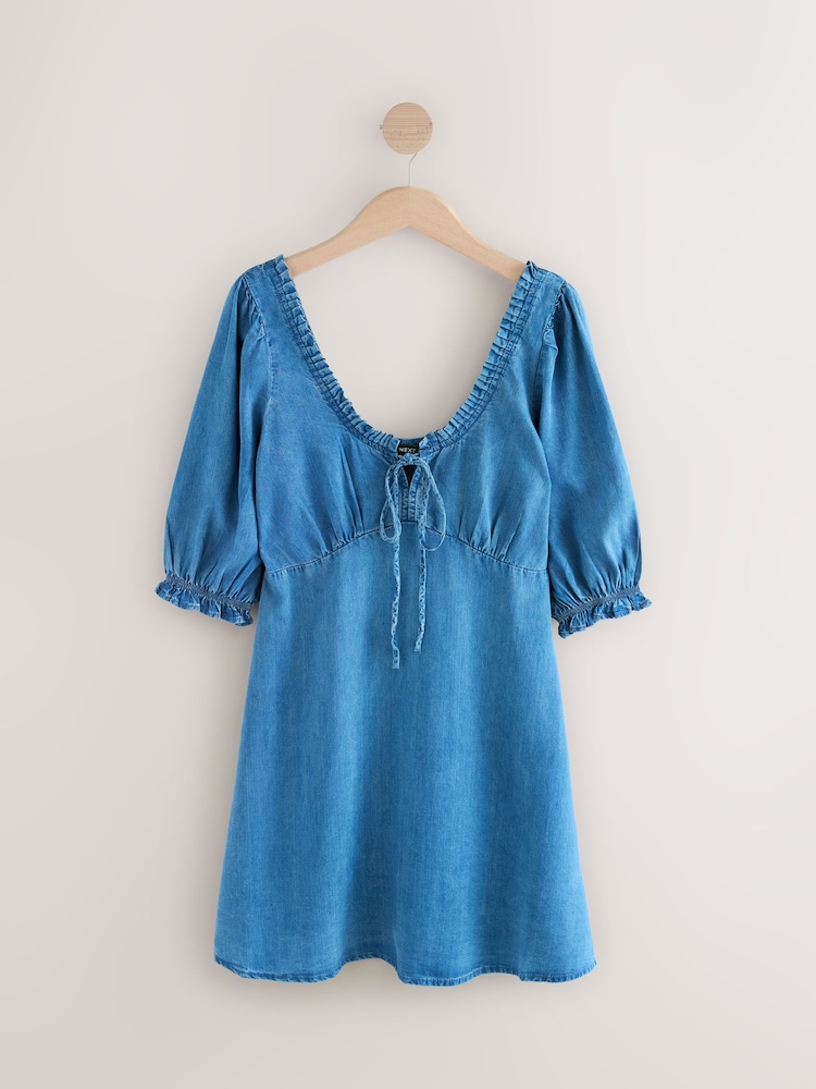 bleu foncé - Mini robe d’été légère en Lyocell - Image 5 of 7