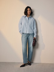 Mid Blue Check Oversize Denim Shirt - Image 2 of 8