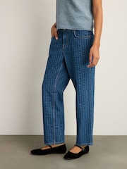 Blue Gingham Straight Leg 100% Cotton Jeans - Image 1 of 9