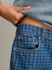 Blue Gingham Straight Leg 100% Cotton Jeans - Image 5 of 9